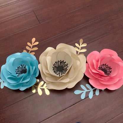 3D Paper Flowers Wall Decor