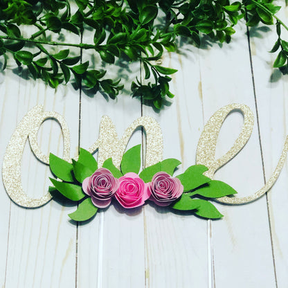 One Floral Cake Topper