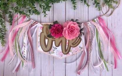 ONE Floral Highchair Banner